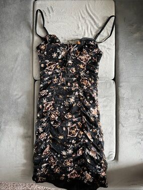 Victoria’s Secret Black Floral Ruched Slip Dress - NWT, size small